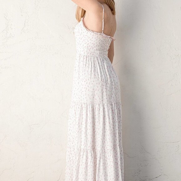 Lulu's Simpler Times Cream Floral Print maxi M - Picture 4 of 6